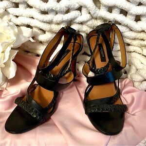 Ann Taylor Thea Woven Zip Sandals Pumps Heels Black Size 11